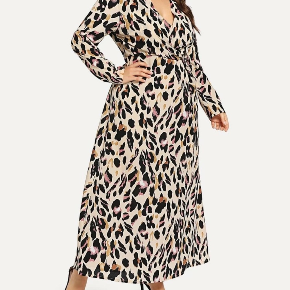 Shein plus leopard print surplice maxi dress